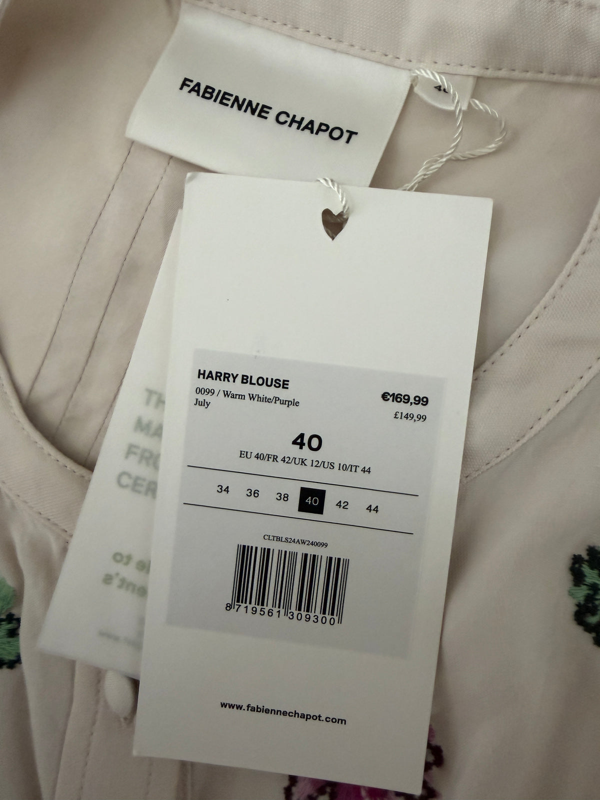 Fabienne Chapot blouse NIEUW L